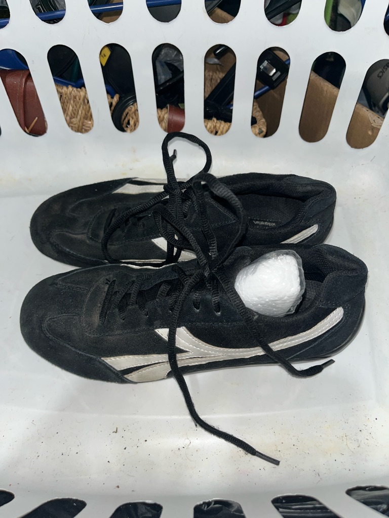 Black Athletic Sneakers With White Side Stripe